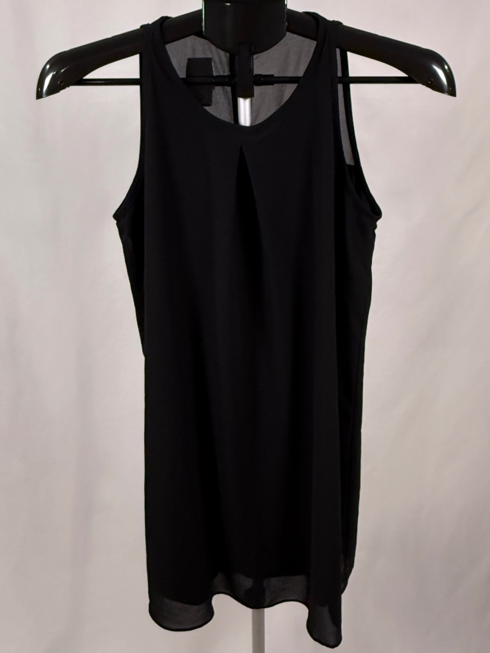 Black Sleeveless Shift Dress Womens Size S Keyhole Back Sheer Panel Lined